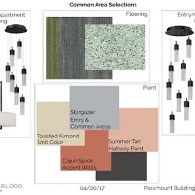 a design plan with design elements and colors